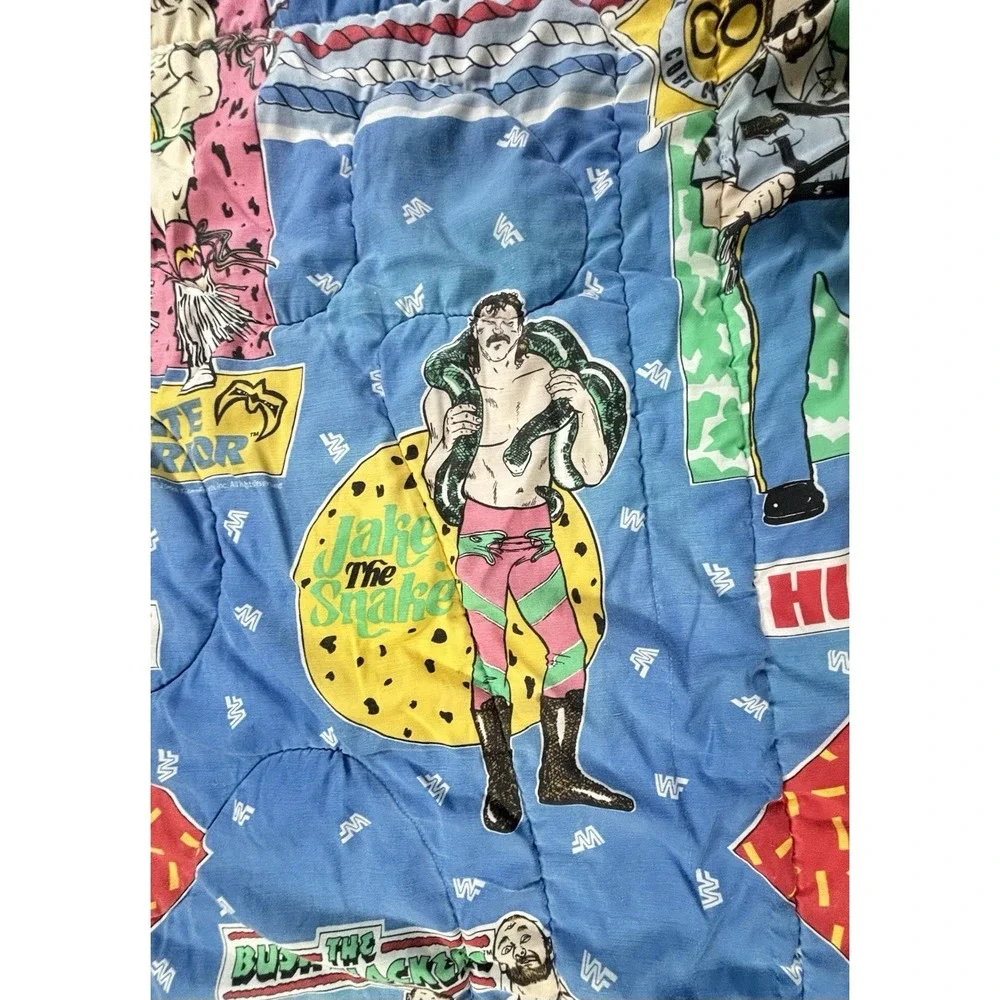 Vtg 1991 WWF Wrestling Legends Duvet Cover Hulk Hogan Jake The Snake Macho King